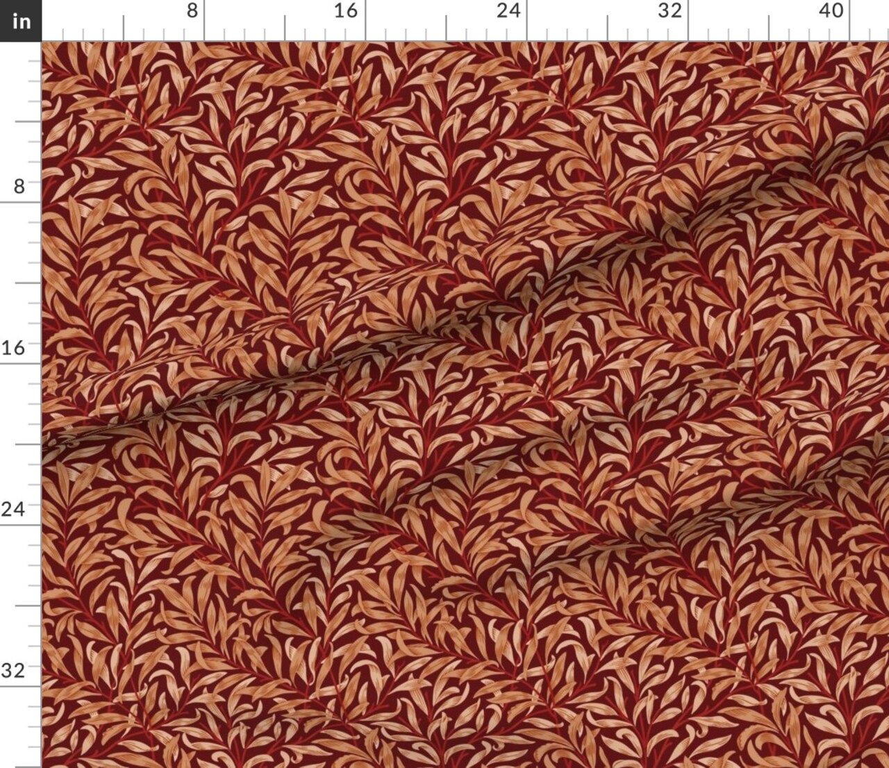 Art Nouveau Botanical William Morris Traditional Willow Edwardian Victorian Arts And Crafts Heritage Vines Leaves Luxury Farmhouse Antique Custom Printed Fabric by Spoonflower Various Fabrics by the Yard or Fat Quarter